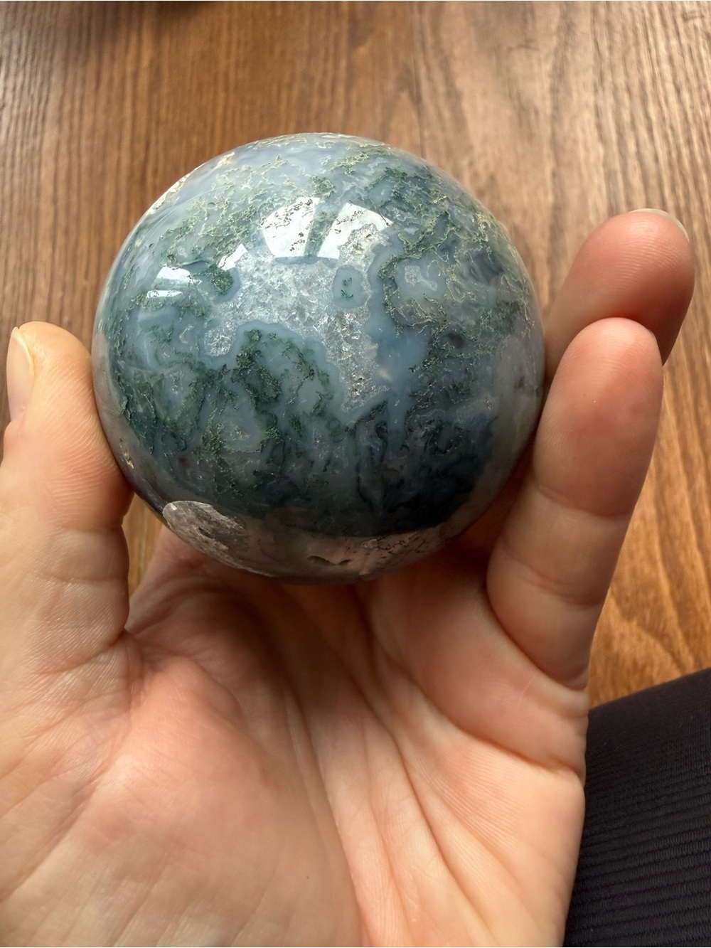 STUNNING large moss agate crystal sphere